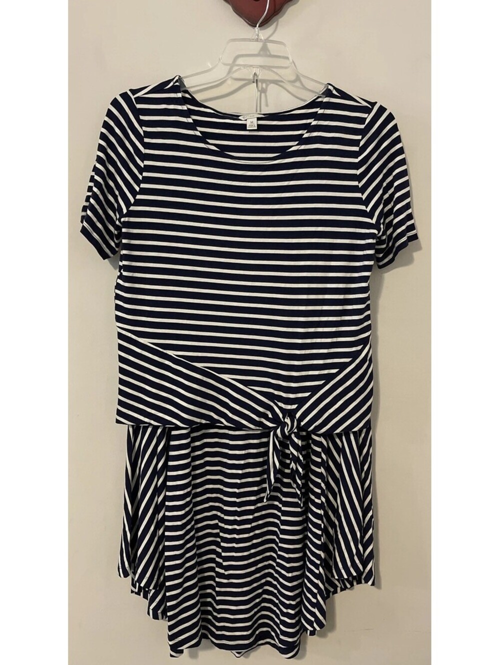 Est 1946 Womens Medium Blue Front-Tie Blouse & Long Skirt Striped Outfit! A6099
